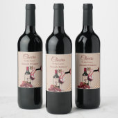 Tan - Marsala-wijntoonstrepen Wijn Etiket (Flessen)