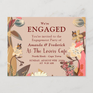 Tan - Marsala Wine en een draai van roze huiden Uitnodiging Briefkaart