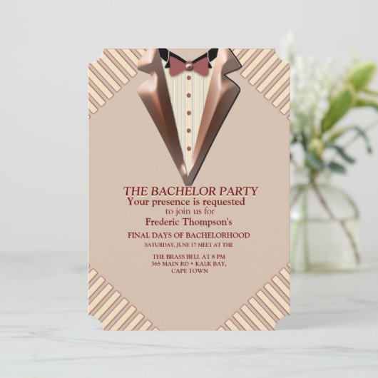 Tan - Marsala Wine - Modern Hues Bachelor Kaart (Staand voorkant)