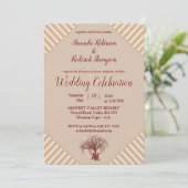 Tan - Marsala wine Modern Wedding Kaart (Staand voorkant)