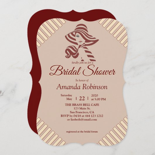 Tan - Marsala Wine & Moderne Roze Kaart (Voorkant / Achterkant)