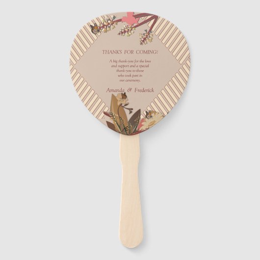 Tan - Marsala Wine & Twist of Pink Hand Fans Handwaaier (Achterkant)