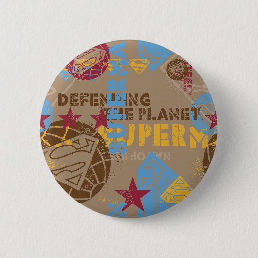 Tan met rood en lichtblauw ronde button 5,7 cm (Voorkant)