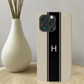 Tan met zwarte streep en Tan-monogram Case-Mate iPhone Case
