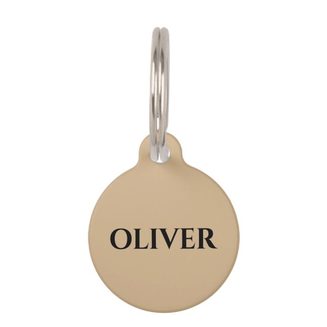 Tan Minimalist Kat Hond Naam Adres Huisdierpenning (Voorkant)