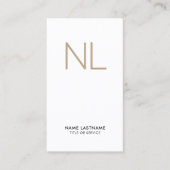 Tan Monogram Minimalistisch Modern Witte Verticaal Visitekaartje (Voorkant)