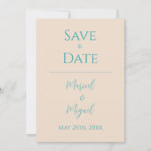 Tan Ocean Blue Bruiloft Save The Date Kaart (Voorkant)