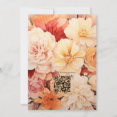 Tan, perzik en zand bloemenbruiloft kaart (Achterkant)