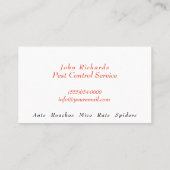 Tan Pest Control Exterminator Service Visitekaartje (Achterkant)