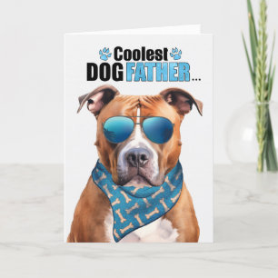 Tan Pit Bull Dog Koudste pa Vaderdag Feestdagen Kaart