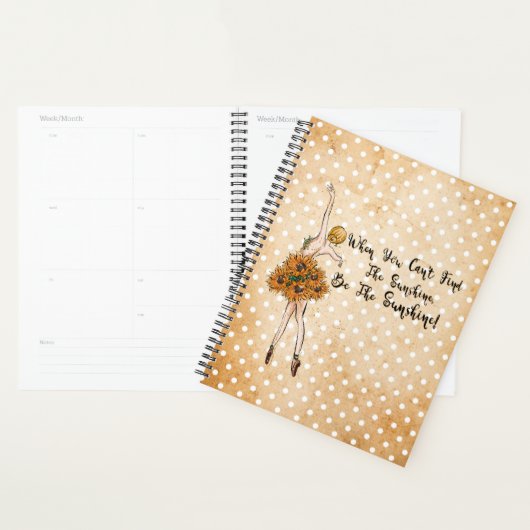 Tan Polka Dot, Sunflower Ballet Dancer Inspiration Planner (Display)