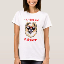 Tan Pomeranian Rode Hart-vormige Zonnebril T-shirt