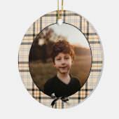 Tan Pset Pattern Holiday Foto Keramisch Ornament (Links)