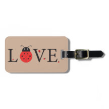 Tan, Red en Black 'Love' Bagagelabel van Ladybugs