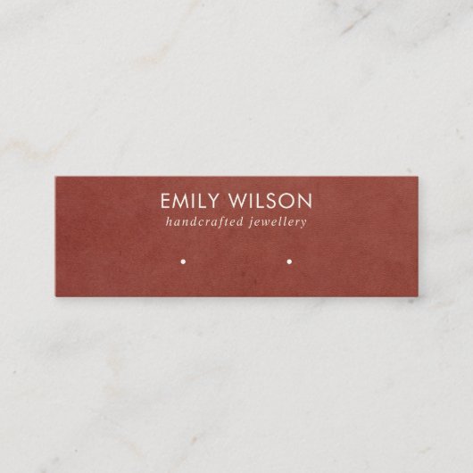 TAN RED LEATHER TEXTURE STUD EARRING CARTE D'AFFIC (Devant)