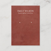 TAN RED LEATHER TEXTURE STUD OORBEL DISPLAY KAART VISITEKAARTJE (Voorkant)