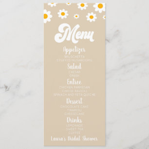 Tan Retro Daisy Flower Vrijgezellenfeest Voedsel Menu