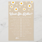 Tan Retro Daisy wil liever Baby shower spel Briefpapier (Voorkant)