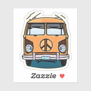 Tan Retro Hippie Van  Kleuren Kunst Sticker