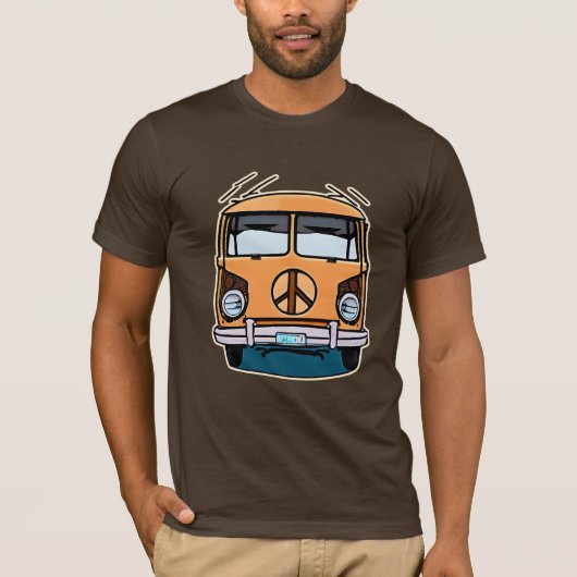 Tan Retro Hippie Van Kleuren Kunst T-shirt (Voorkant)
