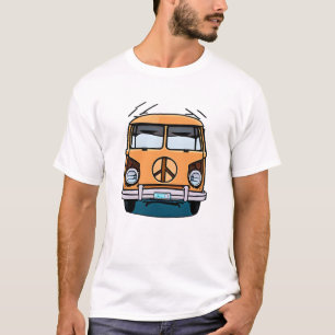 Tan Retro Hippie Van  Kleuren Kunst T-shirt