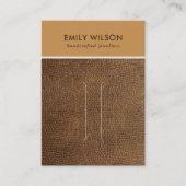 TAN ROEST LEDEREN TEXTUUR HAARCLIP DISPLAY KAART VISITEKAARTJE (Voorkant)