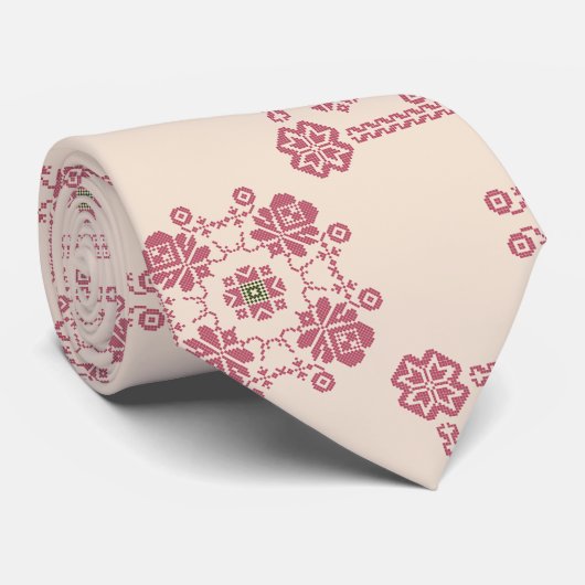 Tan & Roze Bloemen Tatreez Henna Thobe Jurk Stropdas (Opgerold)