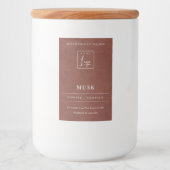 Tan Rust Terracotta Leather Logo Border Candle Voedselcontainer Etiket (Voorkant)