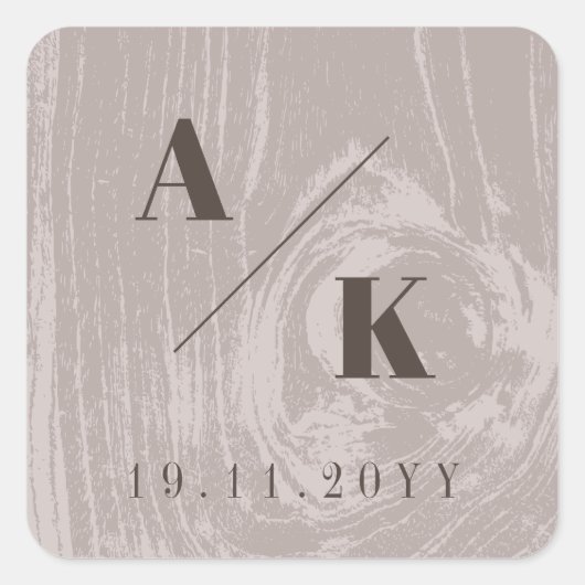 Tan rustieke houtnerf textuur herfst herfst bruilo vierkante sticker (Voorkant)