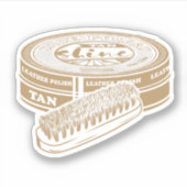 Tan shoepolish tin pop kunst sticker (Voorkant)