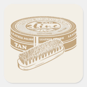 Tan shoepolish tin pop kunst vierkante sticker