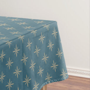 Tan Sterren op Blauw Atoom Mid Century Patroon Tafelkleed
