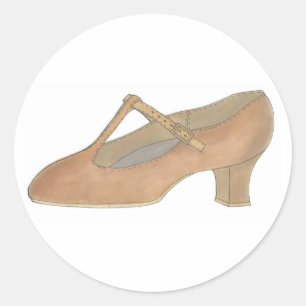 Tan T-Strap Musical Theater Dance Shoe Ronde Sticker