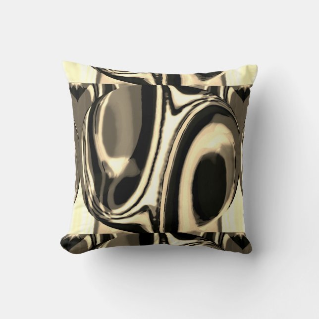 Tan Taupe Beige Brown Circular Geometric Design Kussen (Voorkant)