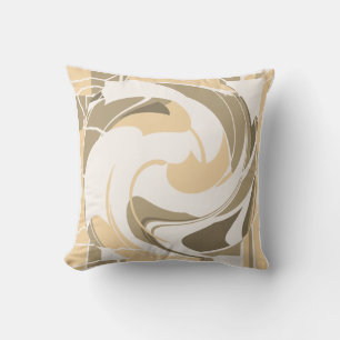 Tan Taupe Brown Abstract Flower on Off-white Kussen