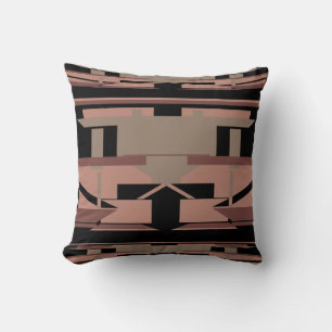 Tan Terracotta Brown op Black Southwest Art Mozaïe Kussen