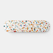 Tan Terrazzo | Eclectische Quirky Confetti Paintin Skateboard (Horizontaal)
