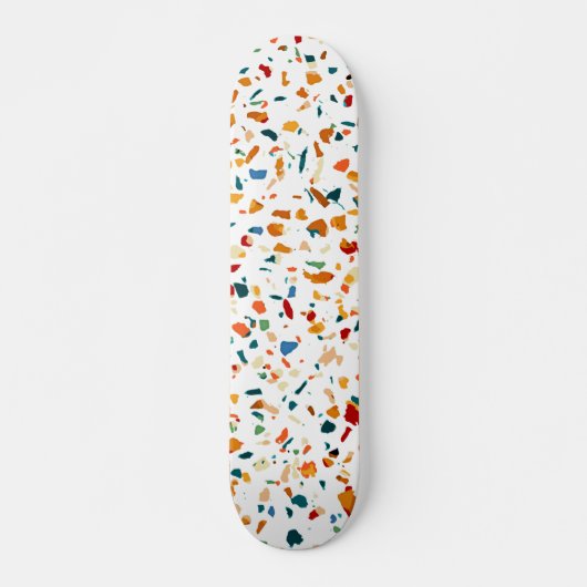 Tan Terrazzo | Eclectische Quirky Confetti Paintin Skateboard (Voorkant)