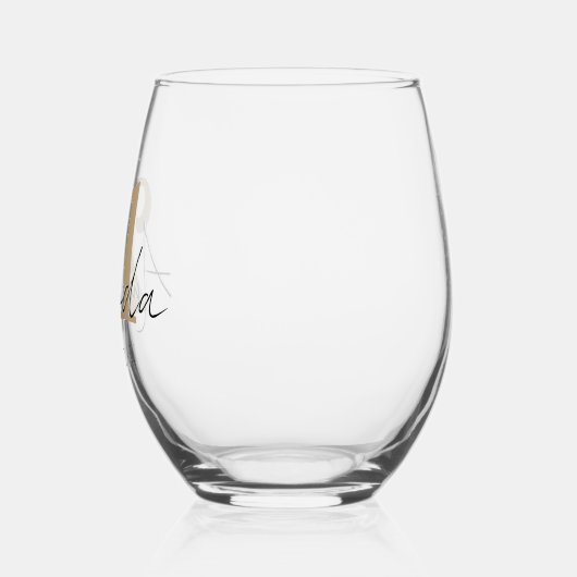 Tan Verjaardagsnummer | Zwart 3D Naam Datum Wijnglas Zonder Voet (Links)