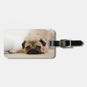 Tan Vrouw Pug Bagagelabel