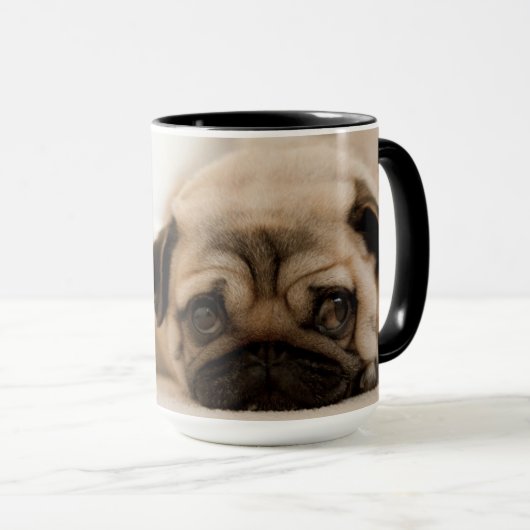 Tan Vrouw Pug Mok (Voorkant rechts)