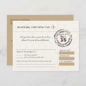Tan Wedding RSVP Boarding Pass naar Mexico Briefkaart (Voorkant / Achterkant)
