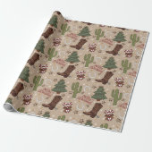 Tan Western Cowboy Kerst Wrapping Papier (Uitgerold)