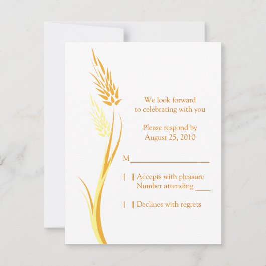Tan Wheat Autumn Wedding Response Kaart (Achterkant)