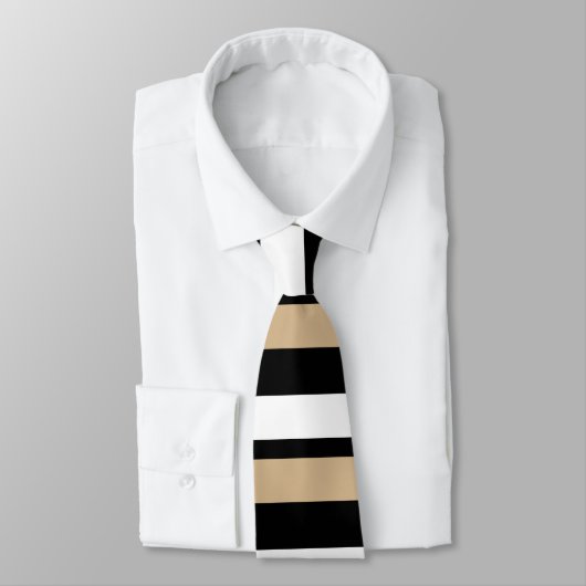 Tan White en Black, horizontaal gestreept Stropdas (Gebonden)