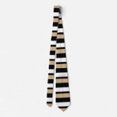 Tan White en Black, horizontaal gestreept Stropdas (Achterkant)