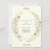 Tan White Flora Boho Wildflower Wedding Kaart (Voorkant)