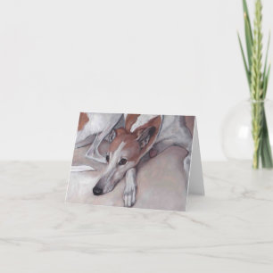 Tan & White Greyhound Dog Art Note Kaart