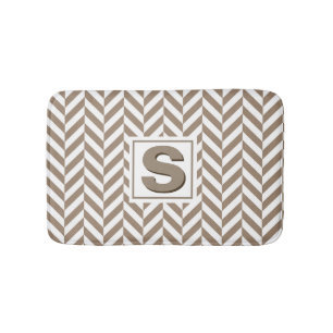 Tan White Herringbone Monogram Badmat