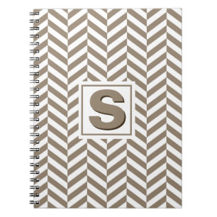 Tan White Herringbone Monogram Notitieboek
